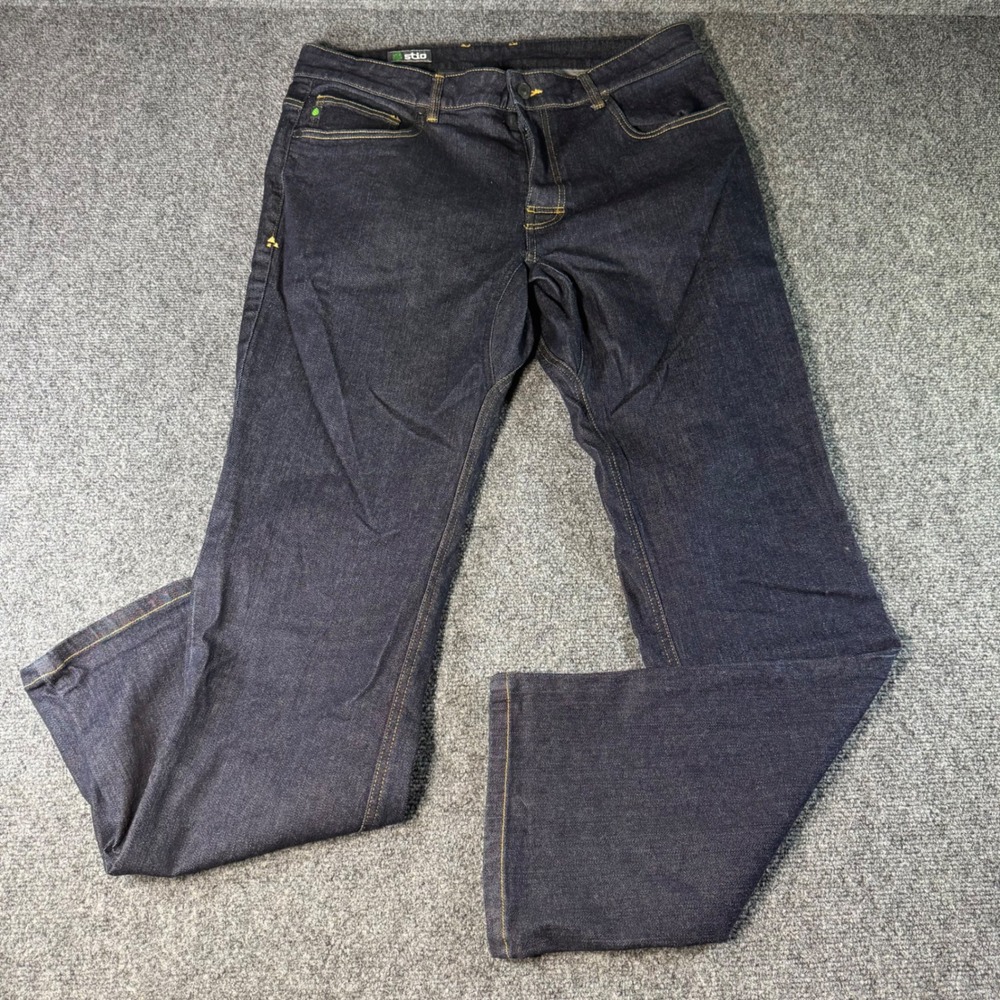Stio Mens Rivet Denim Jeans Dark Wash Straight Leg Blue Size 36R